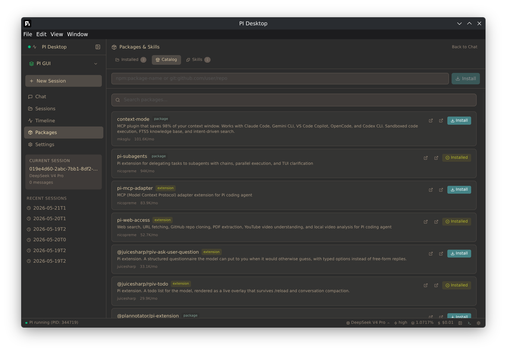 PI Desktop — terminal