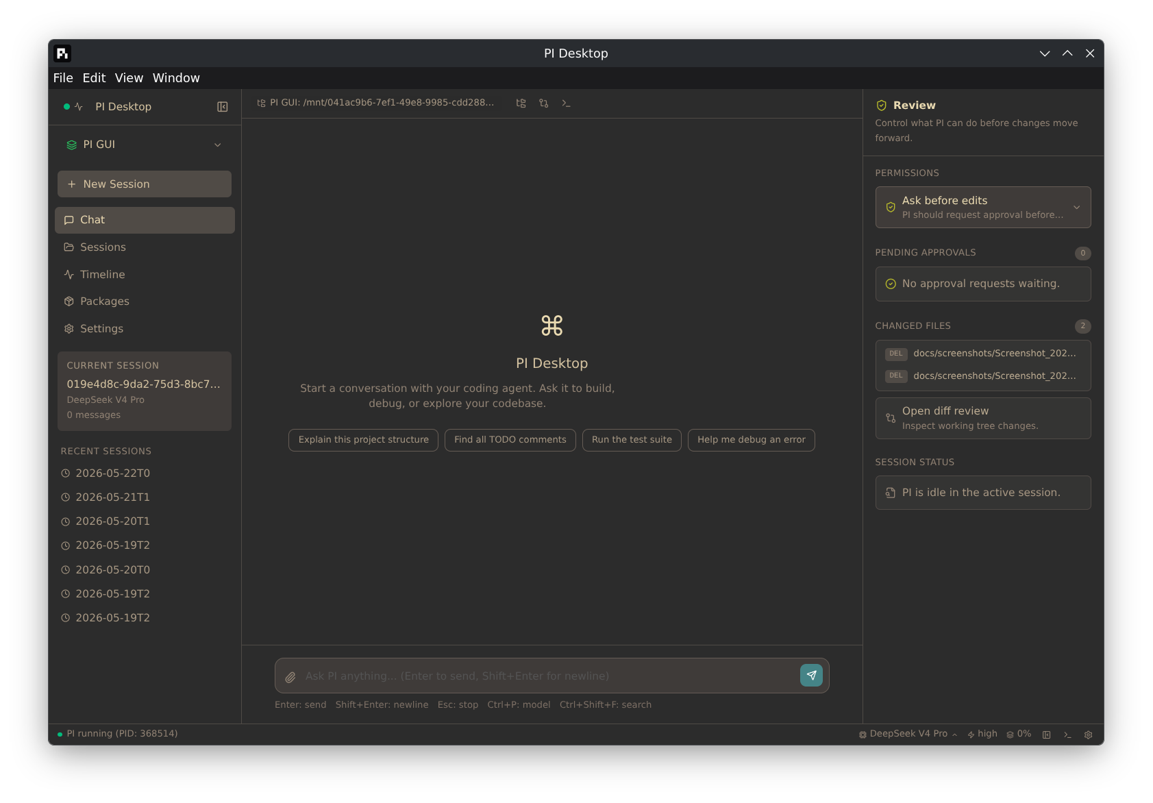 PI Desktop — package browser